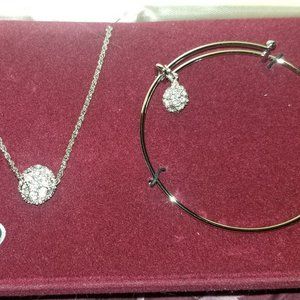 Swarovski crystal pave disco ball necklace bracelet